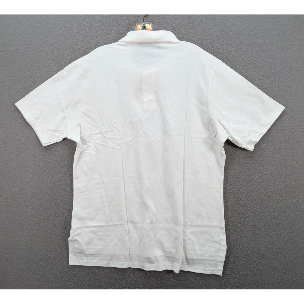 Lands End Mesh Knit Polo Shirt Men's Size L White 100% Cotton Made in USA NWT - Picture 5 of 10